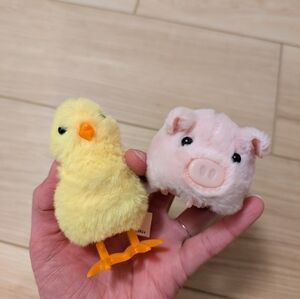 Plush Chick and Pig Wind Up Toys